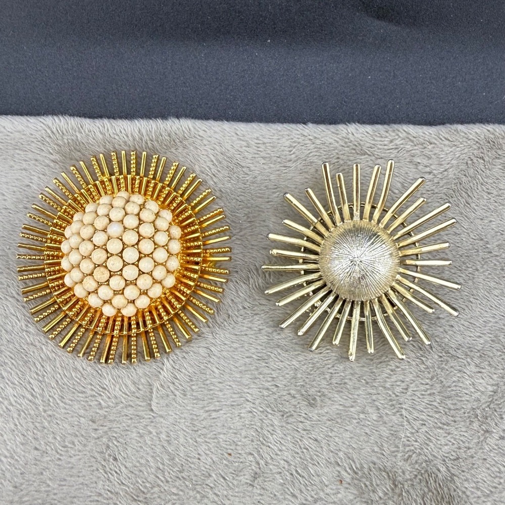 Vintage Atomic Brooch Lot of 2 Gold Tone